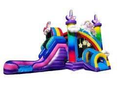 Rainbow Unicorn Bounce House w/ Slide